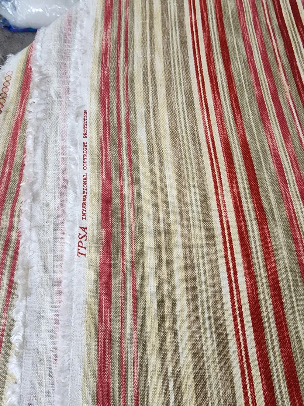 9 yds Vintage Print Fabric Striped Drapery Fabric 325.5